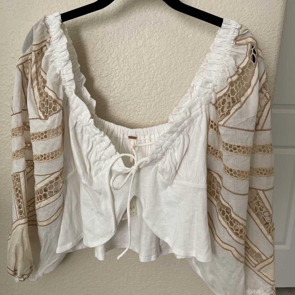 Free People Embroidered Crop Top
